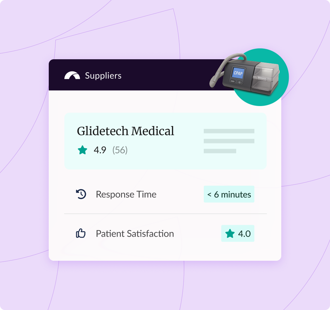 Supplier Glidetech Medical details with ratings and response time on a purple background